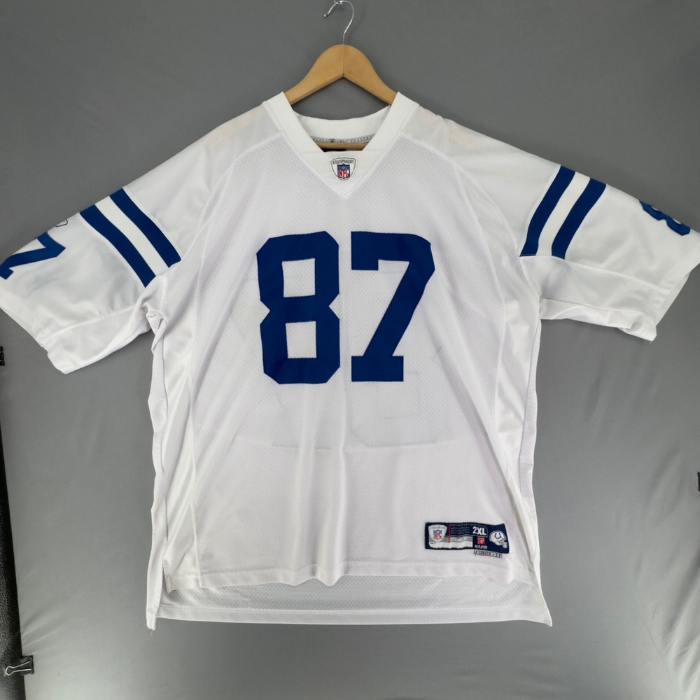 VTG Reebok  Indianapolis Colts Reggie Wayne 87 Jersey White Mens 2XL Length +2